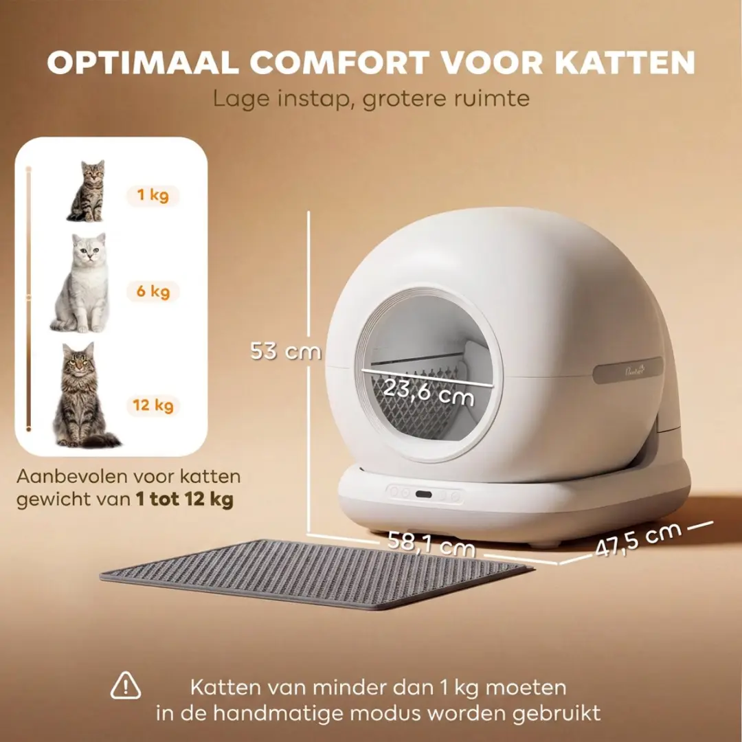 Homcom Zelfreinigende Kattenbak 72L - App-gestuurd - Wit