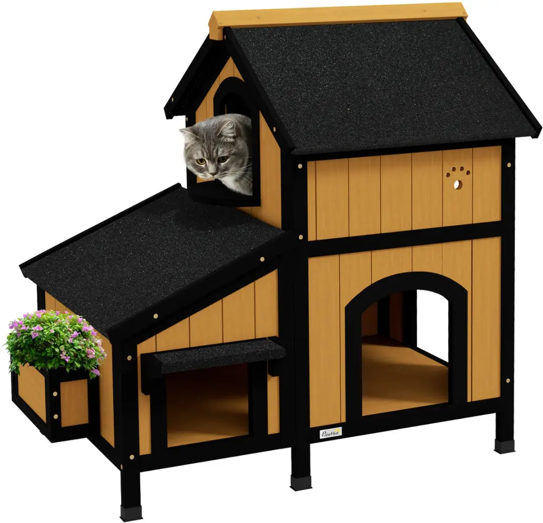 Pawhut Kattenhuis Tannenhout 96x65x85cm