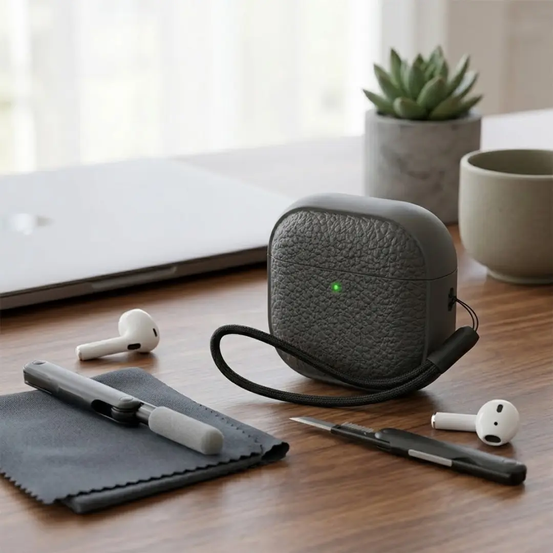 NUVEX Hoesje AirPods Pro 3 - Grijs - met reinigingsset