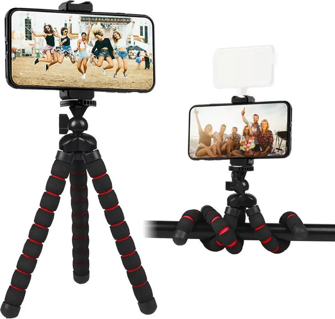 MOJOGEAR MG-17-RED Flexibel Statief - 26cm - Smartphonehouder - Rood/Zwart