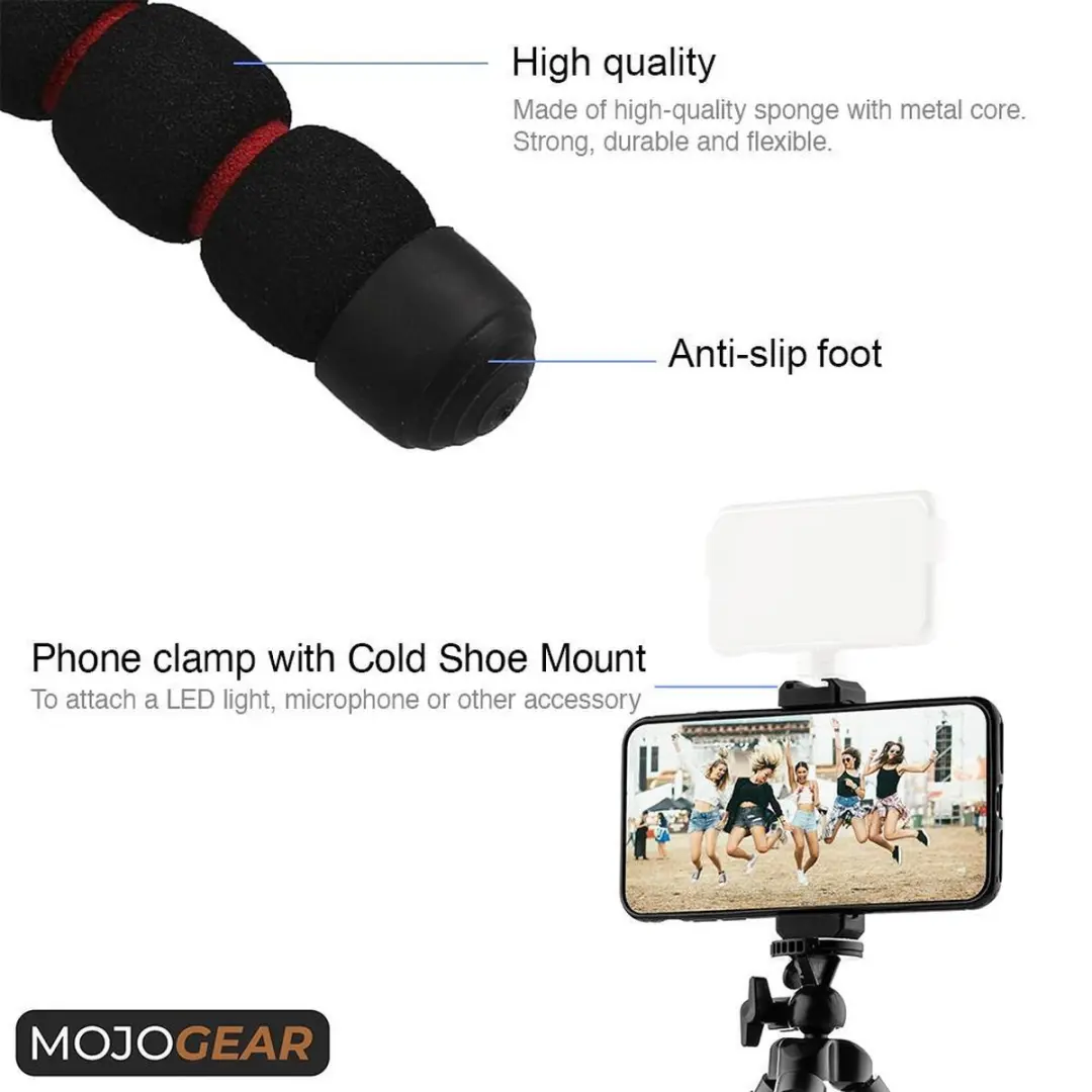 MOJOGEAR MG-17-RED Flexibel Statief - 26cm - Smartphonehouder - Rood/Zwart