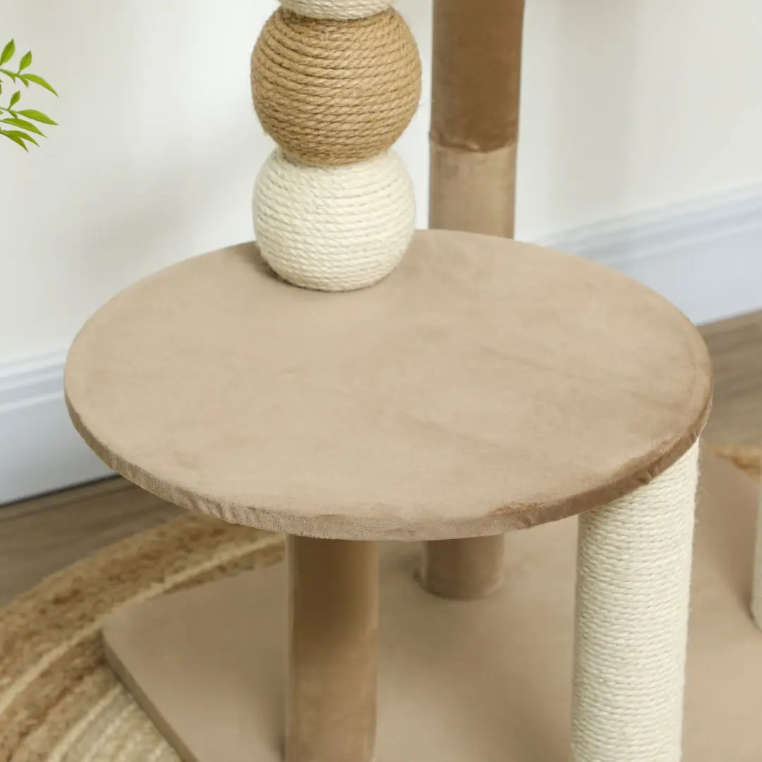 Pawhut Kratzbaum 86cm Kattenboom - 2 Niveaus - 3 Ligplekken - Koffie