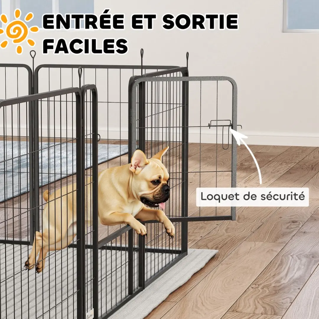 Pawhut Huisdierenspeelpen Staal 204x204x80cm - Zwart