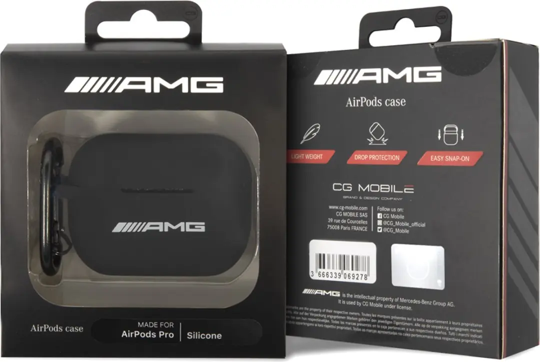 Mercedes-Benz AMG Silicone Hoes AirPods Pro 1 & 2 - Zwart