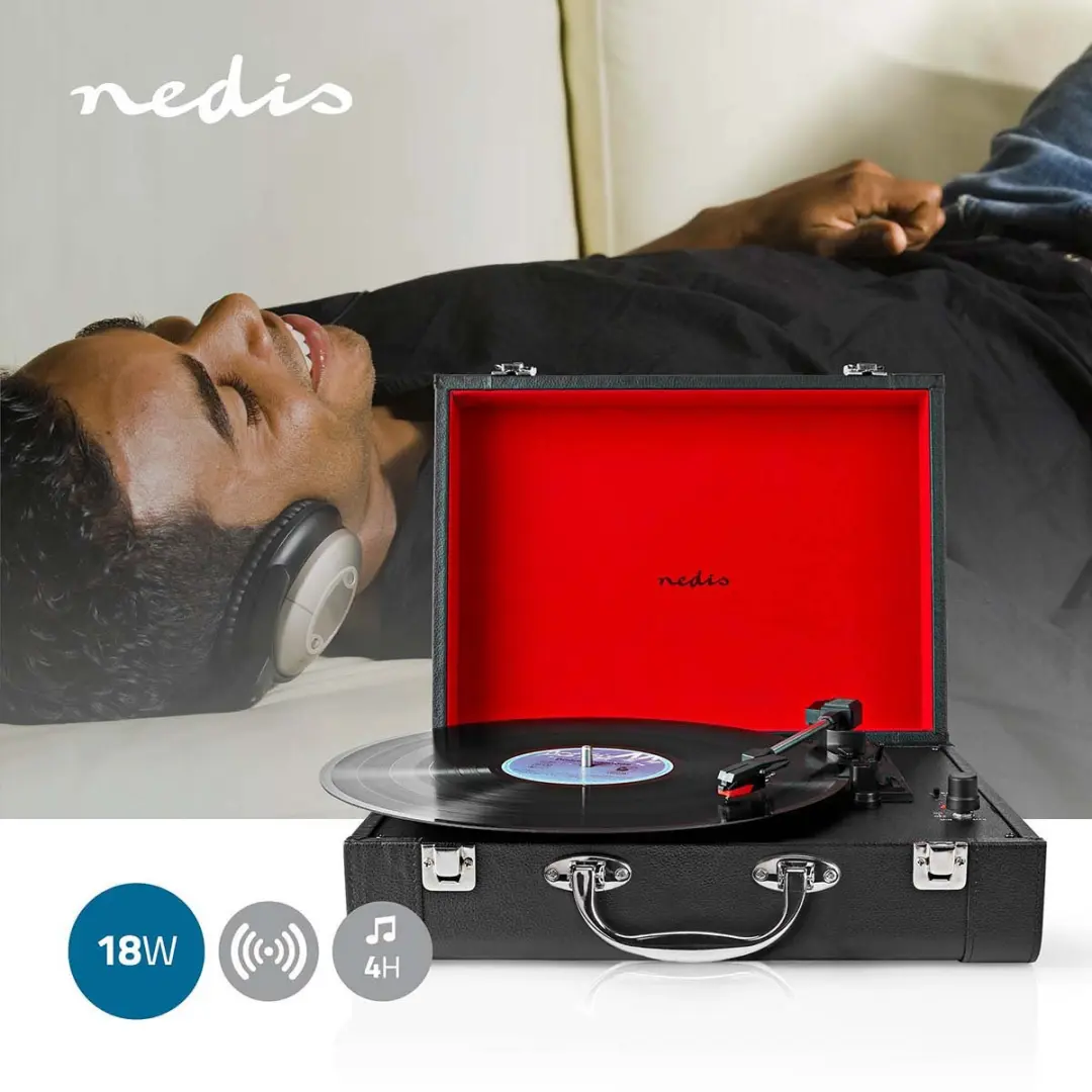 Nedis TURN210 Platenspeler - Riemaandrijving 18W - Rood/Zwart