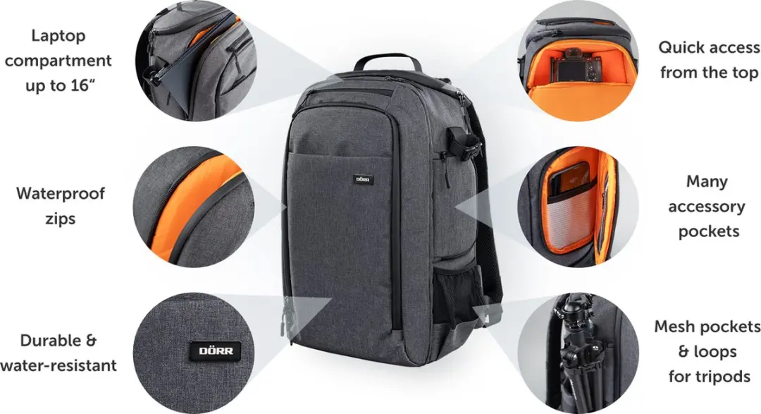 Dörr Photo Backpack Prag Pro 464085-A Rugtas - 16 inch - Grijs