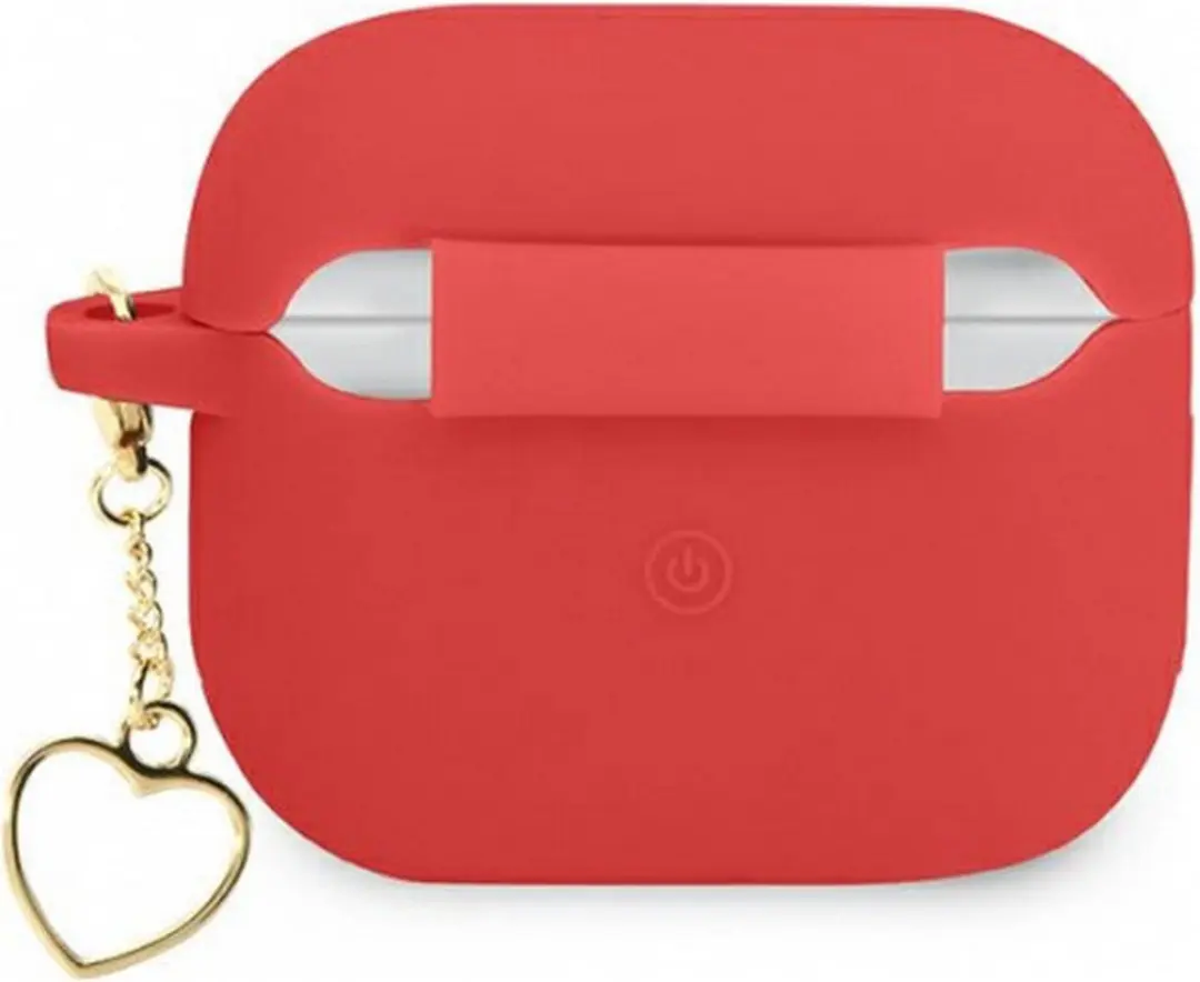 Guess Silicone Heart Charm Case Apple AirPods 3 - Rood