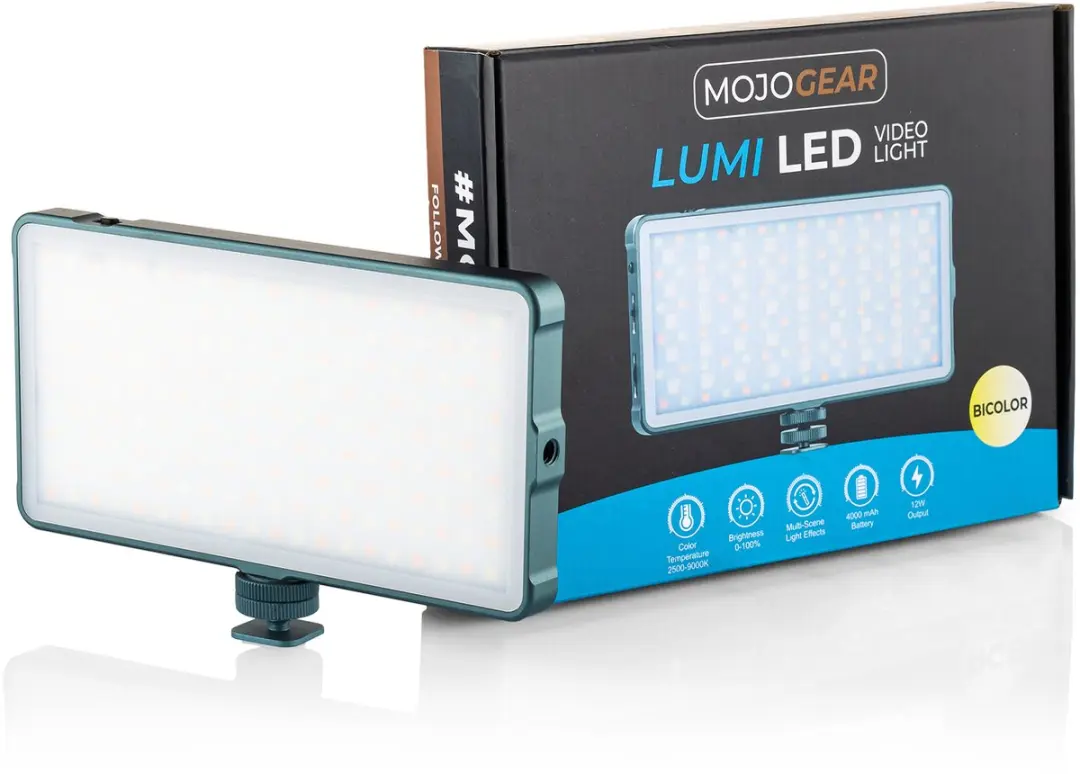 MOJOGEAR Medium LED Bicolor 12W Videolamp - 135 LED's - Wit/Grijs