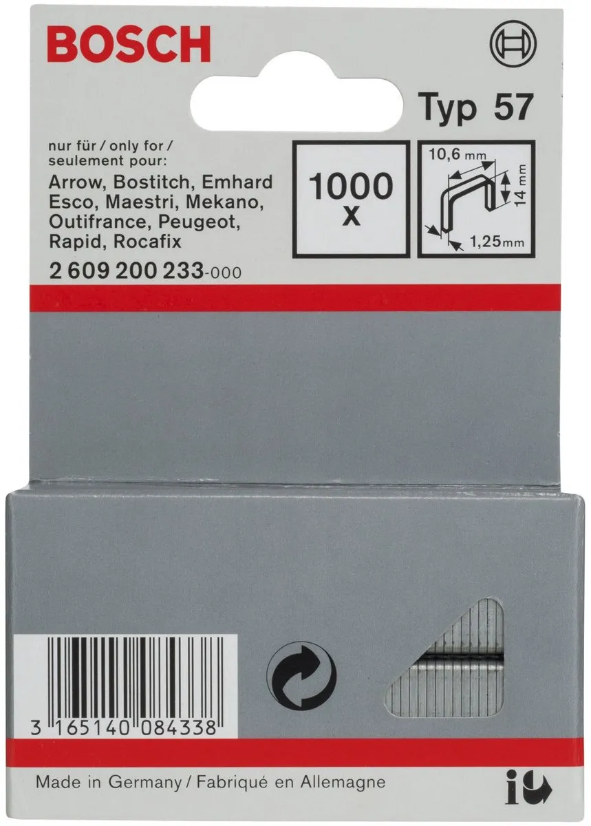 Bosch Nieten met platte draad type 57 10,6x1,25x14mm - 1000 Stuks