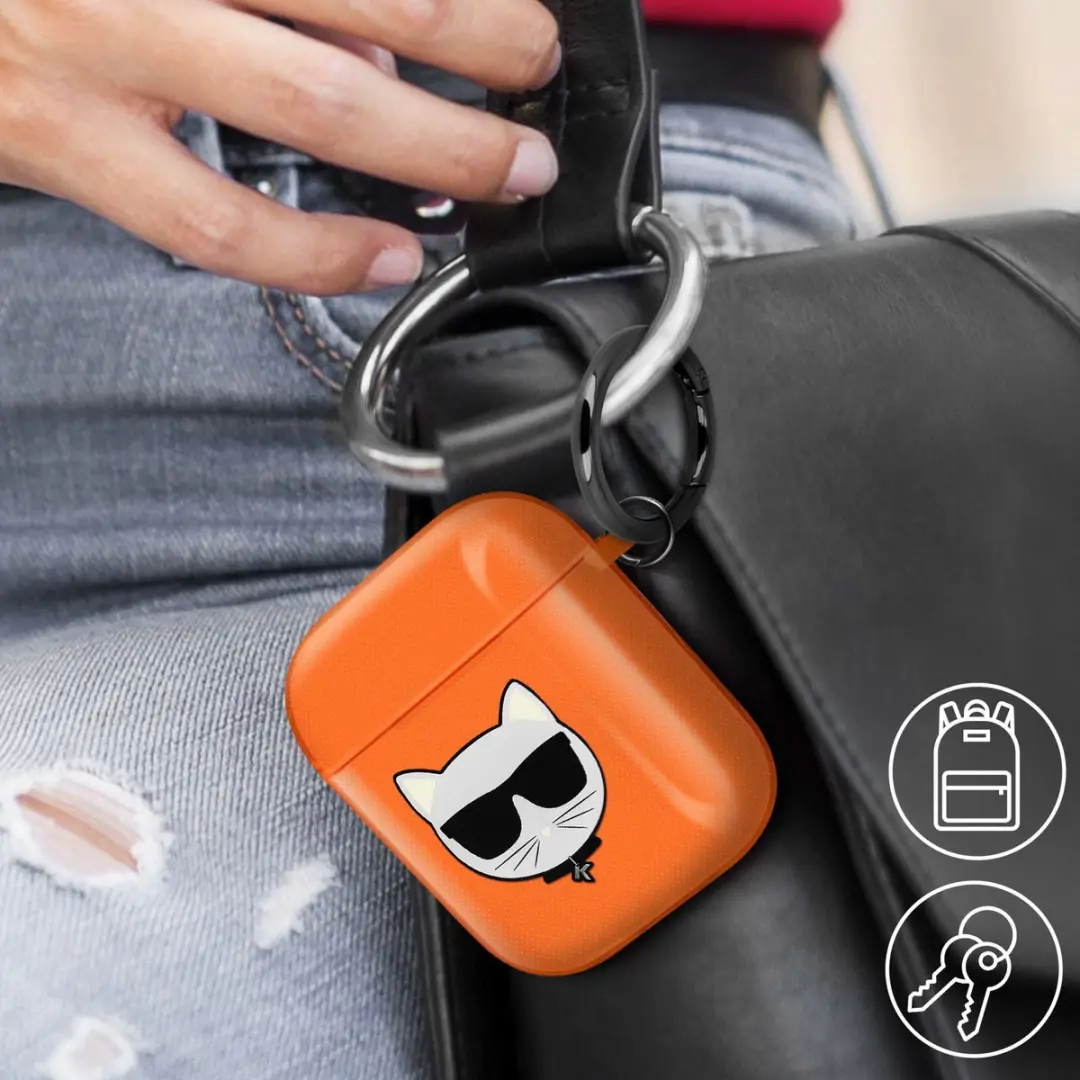 Karl Lagerfeld KLA2UCHFO AirPods Cover - Oranje