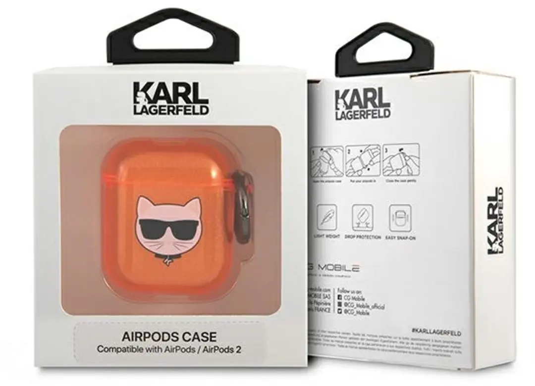 Karl Lagerfeld KLA2UCHFO AirPods Cover - Oranje
