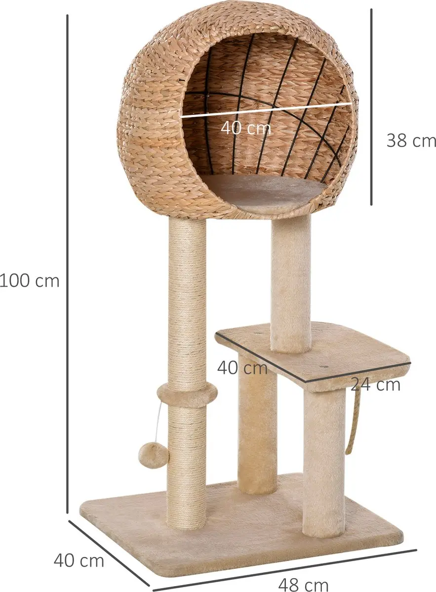 Pawhut Kattenboom 2 Niveaus - Beige