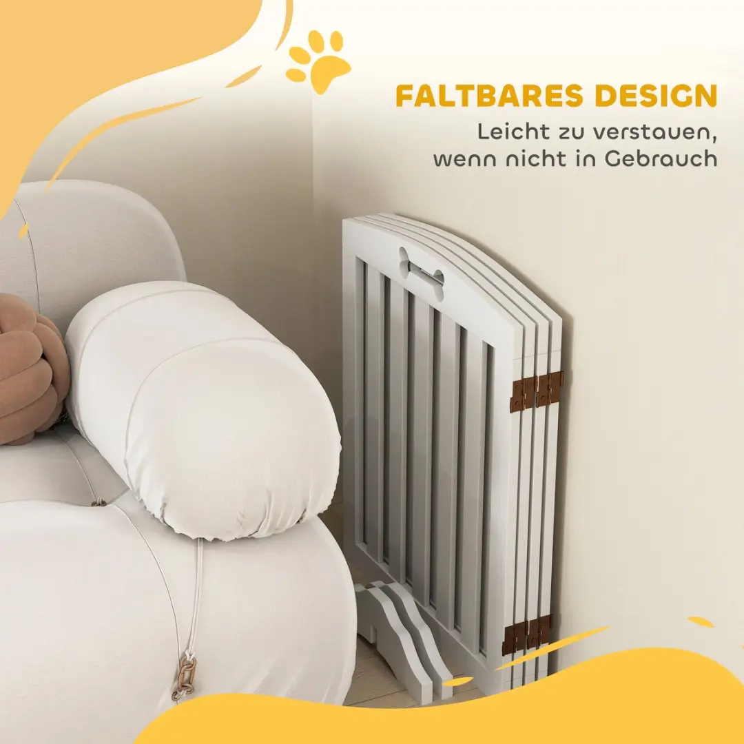 Pawhut Inklapbaar Hondenhek 4-delig - Wit