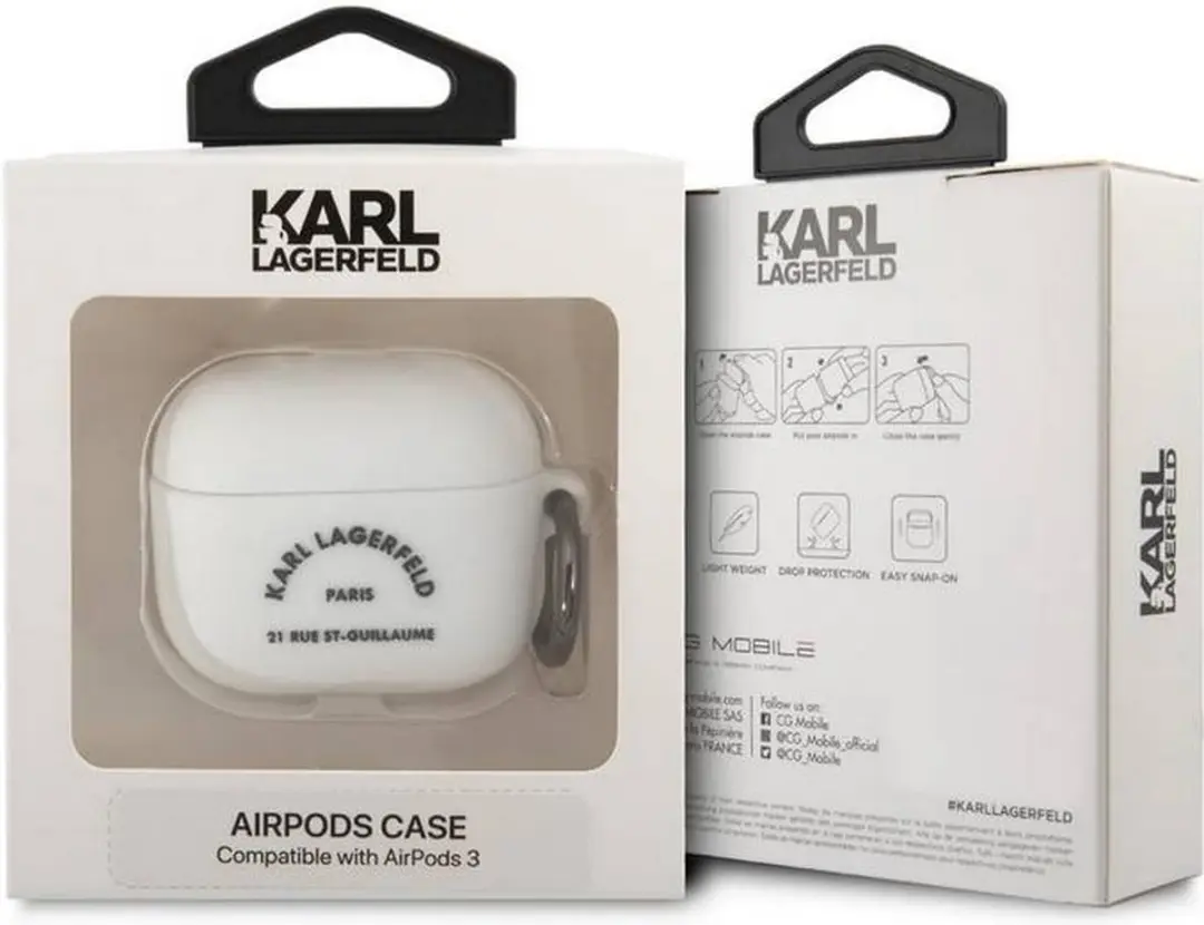 Karl Lagerfeld 21 Rue de St-Guillaume Hoesje - Apple AirPods 3 - Wit