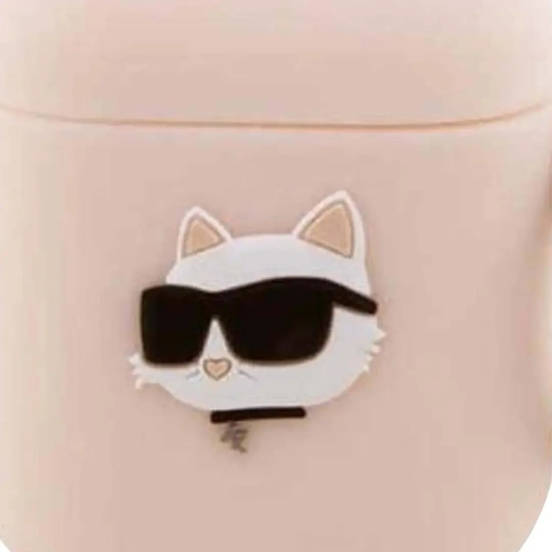 Karl Lagerfeld Choupette Siliconen Hoesje AirPods 1/2 - Roze - 3666339087951