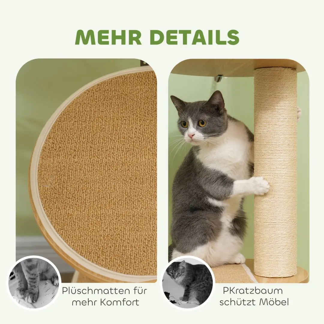 Pawhut Kratzbaum Eiche+Cremeweiß 230-250cm - 5 Ligplekken - 4 Niveaus