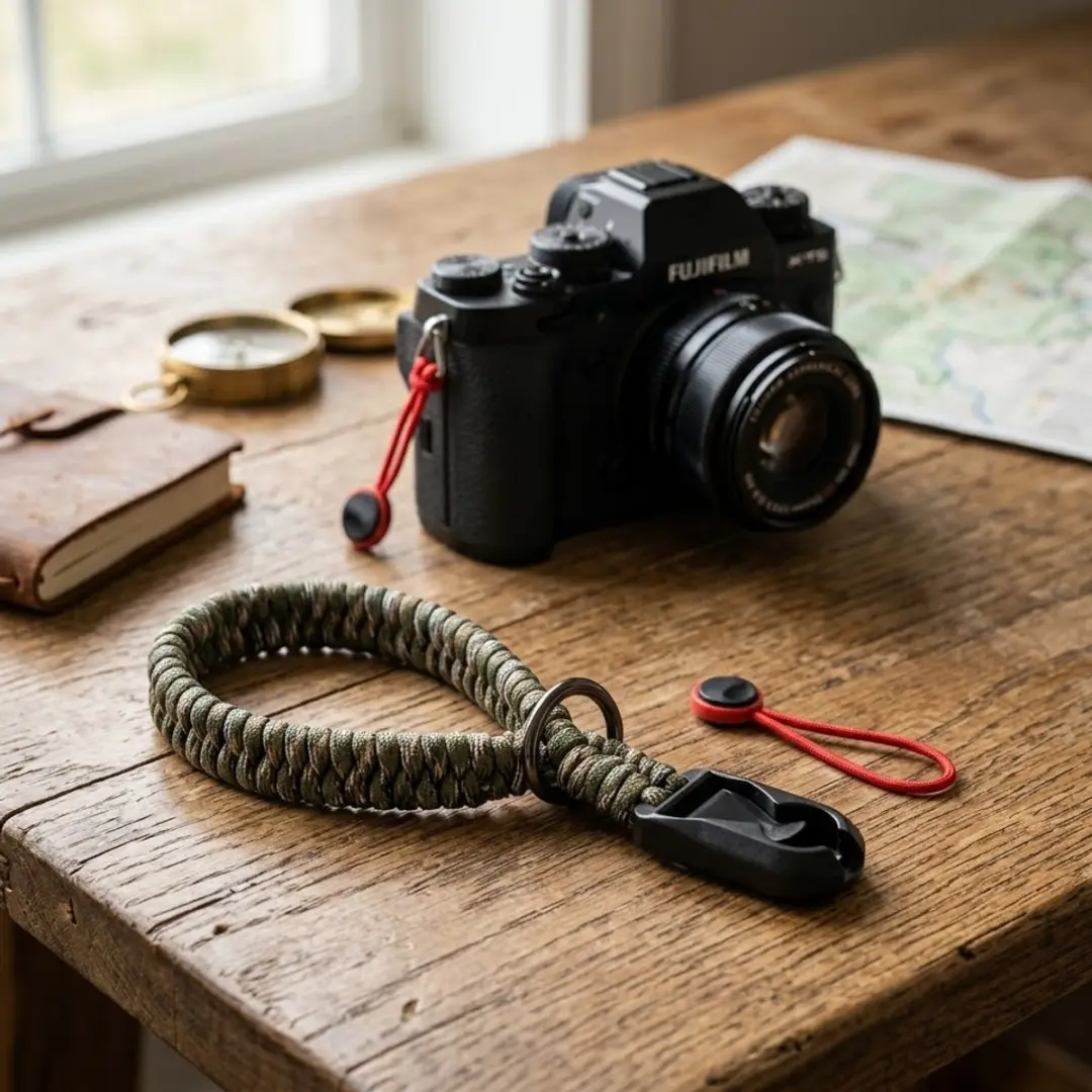 NUVEX Camouflage Groene Camera Polsband - Verstelbaar met Snelkoppeling