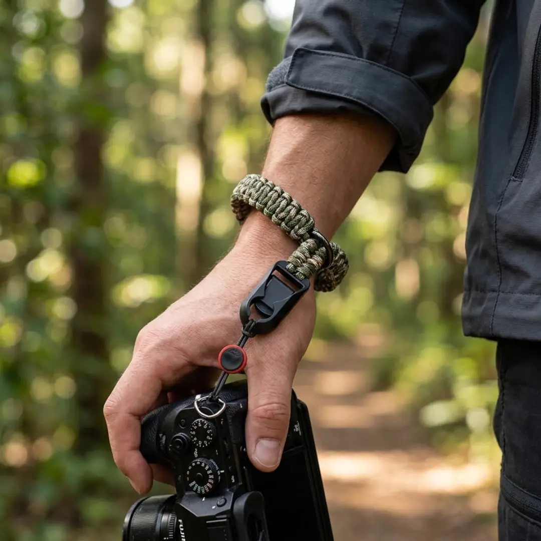 NUVEX Camouflage Groene Camera Polsband - Verstelbaar met Snelkoppeling