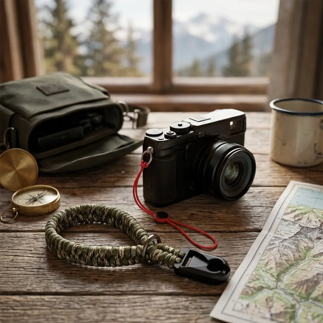 NUVEX Camouflage Groene Camera Polsband - Verstelbaar met Snelkoppeling