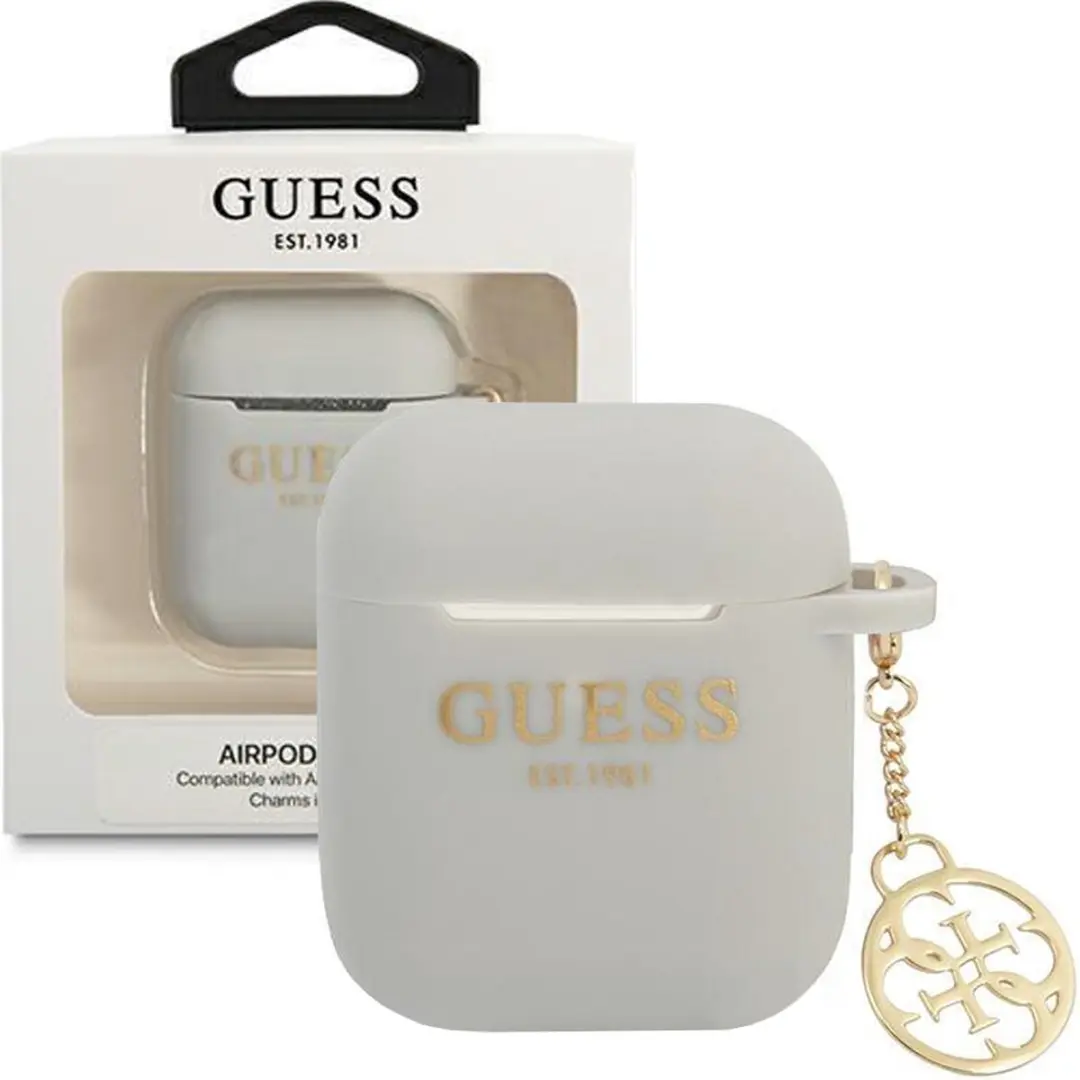 Guess 4G Serie Siliconen Hoes AirPods 1 - Grijs