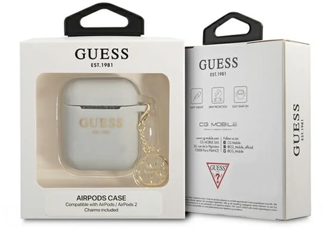 Guess 4G Serie Siliconen Hoes AirPods 1 - Grijs