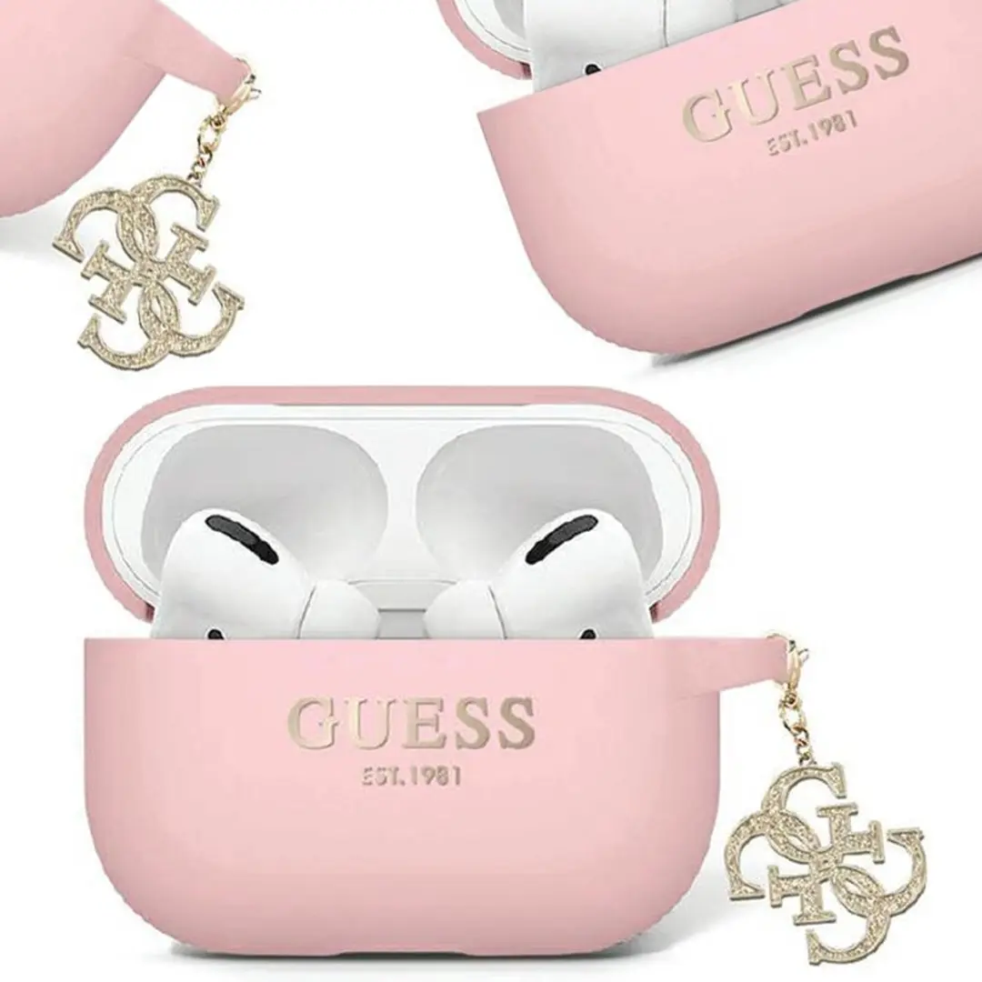 Guess Glitter Charm Silicone Hoesje GUE2718 - Roze