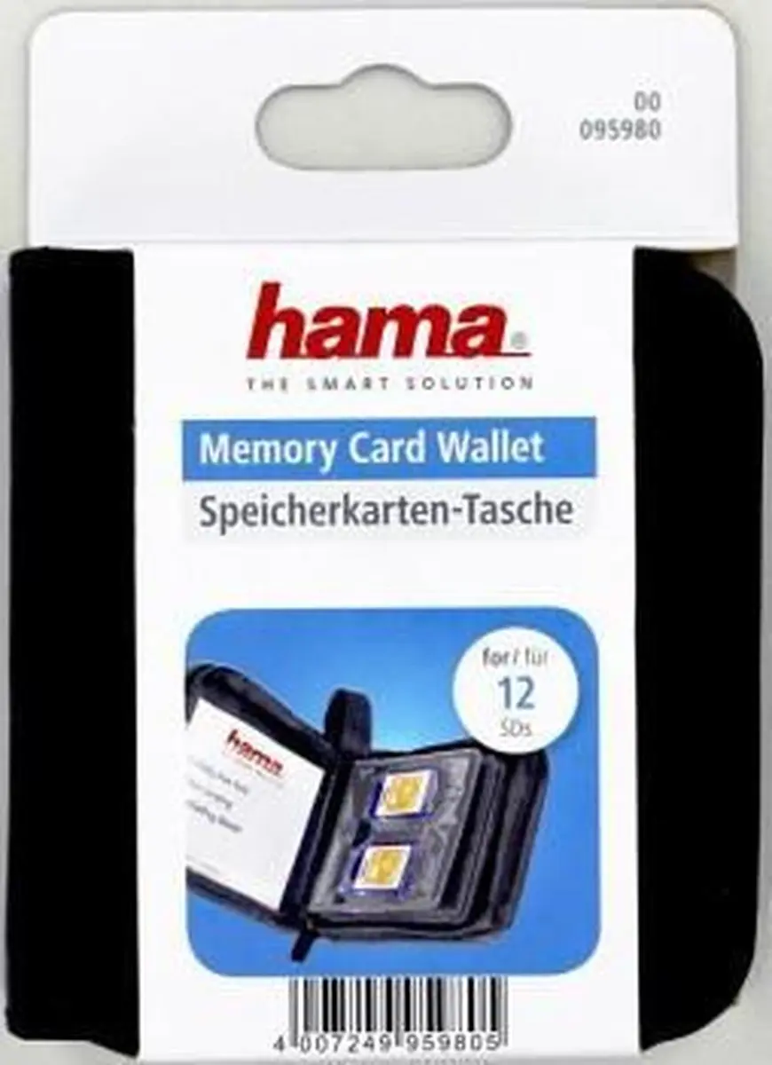 Hama Memory Card Wallet 12x - 00095980 - Zwart