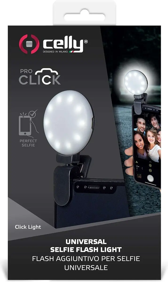 Celly Clicklight Selfie Flitslicht - Zwart