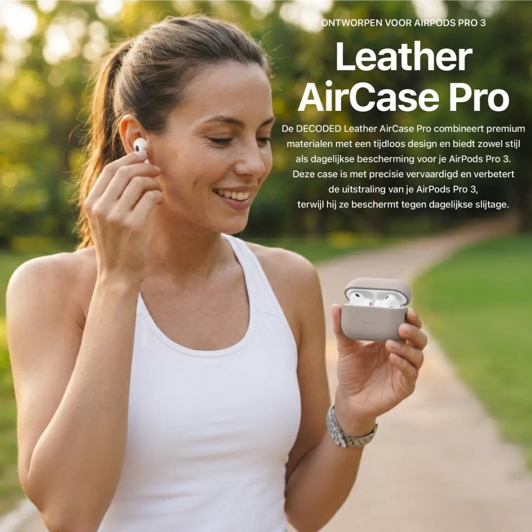 Decoded Hoesje AirPods Pro 3 - Premium ECCO-leer - Beige