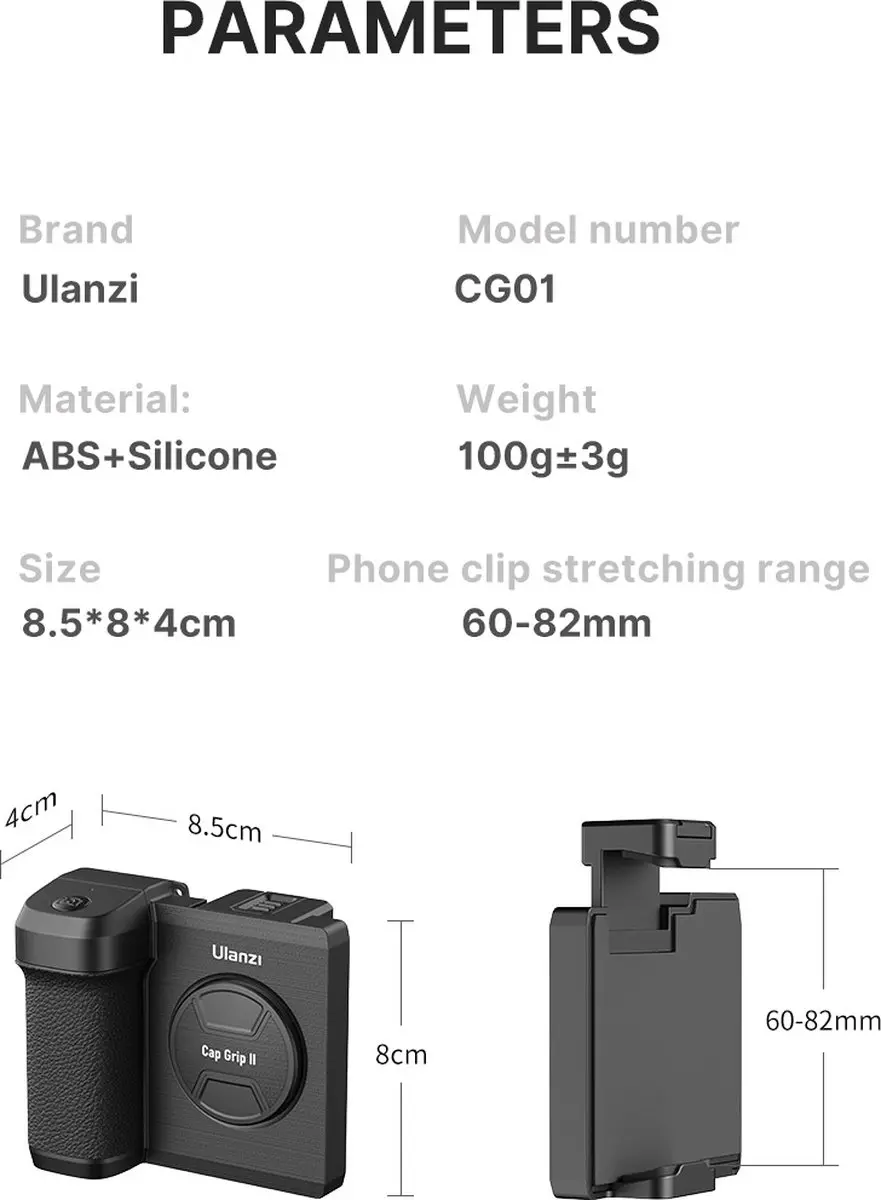 Ulanzi CapGrip II 2961 Smartphone Camera Grip - Zwart