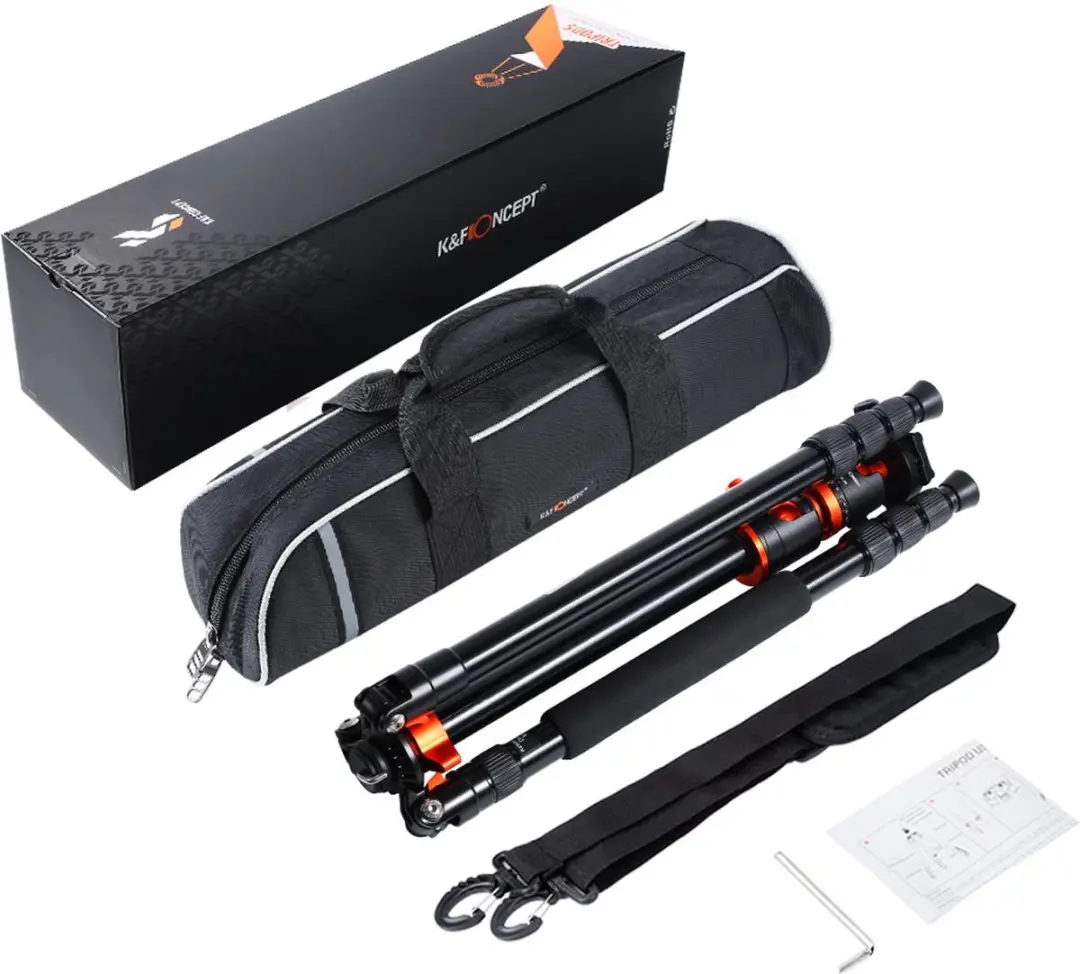 K&F Concept SA254T2 Statief - 4 Secties - Oranje/Zwart
