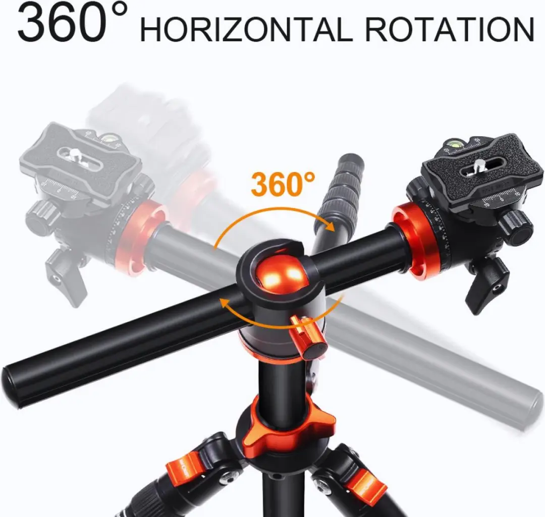 K&F Concept SA254T2 Statief - 4 Secties - Oranje/Zwart