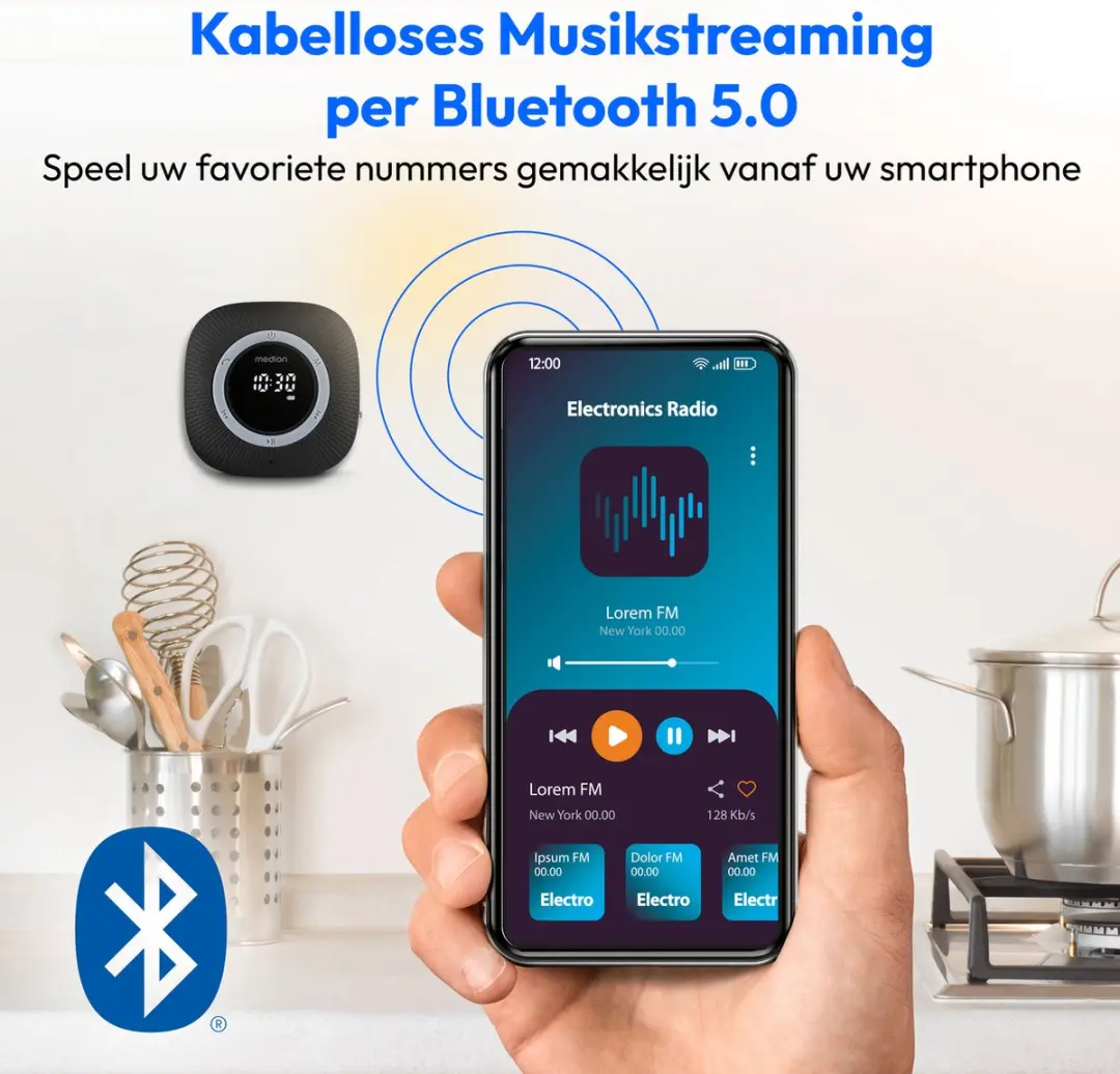 Medion MD43884 Doucheradio - Bluetooth - IPX6 - 3W - Zwart