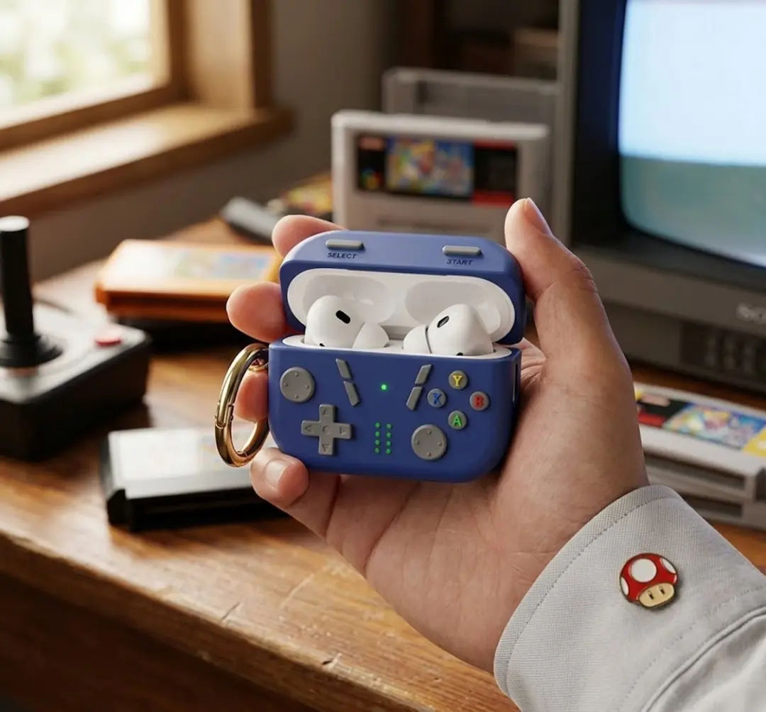 NUVEX Middernacht Blauw AirPods 4 Hoesje - Game Controller Design
