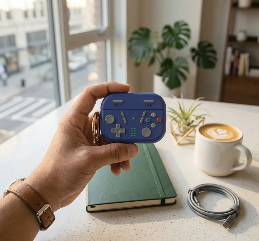 NUVEX Middernacht Blauw AirPods 4 Hoesje - Game Controller Design