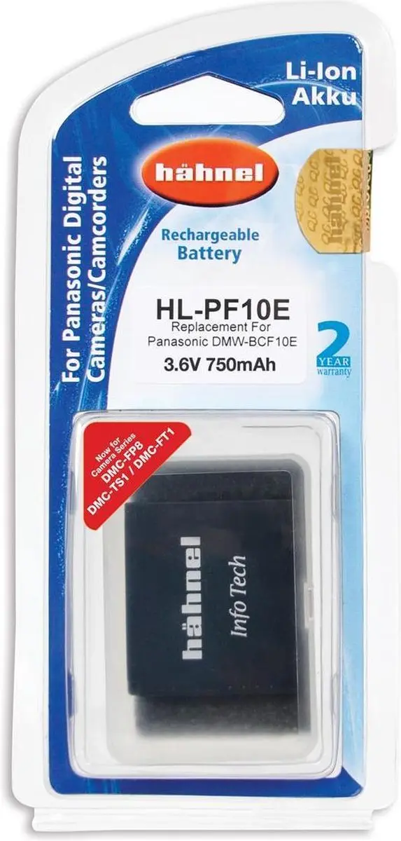 Hahnel HL-PF10E Li-Ion Accu 750mAh - Panasonic DMW-BCF10E
