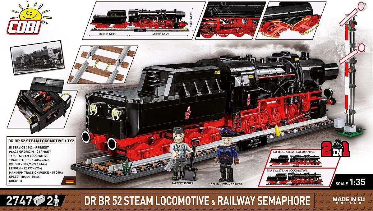Cobi DR BR 52 Stoomlocomotief & Semafoor COBI-6287 - 2747 Onderdelen - Meerkleurig - afbeelding 6 van 6