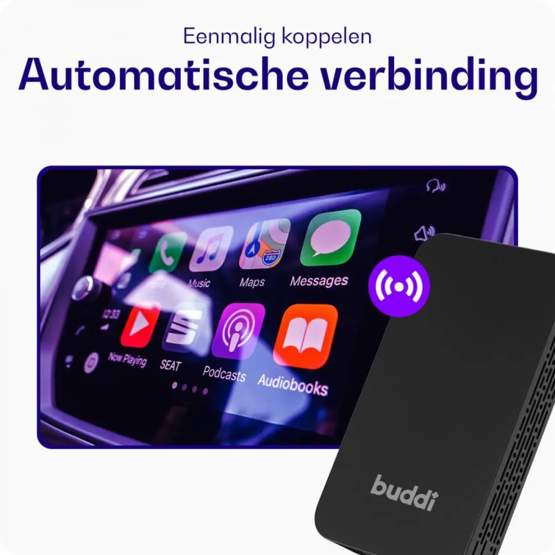 Buddi Play 2 Bluetooth Adapter Apple CarPlay & Android Auto - Draadloos