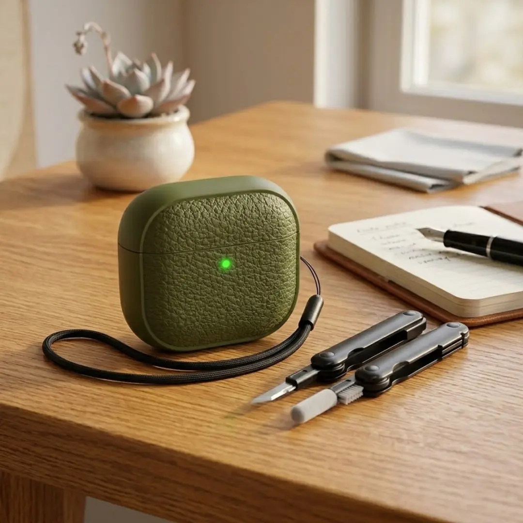 NUVEX Hoesje AirPods Pro 2 - Legergroen - met reinigingsset
