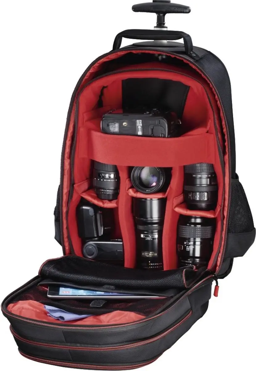 Hama Camera-trolley Miami 139854 - XL - 5 Lenzen - Zwart/Rood - afbeelding 3 van 6