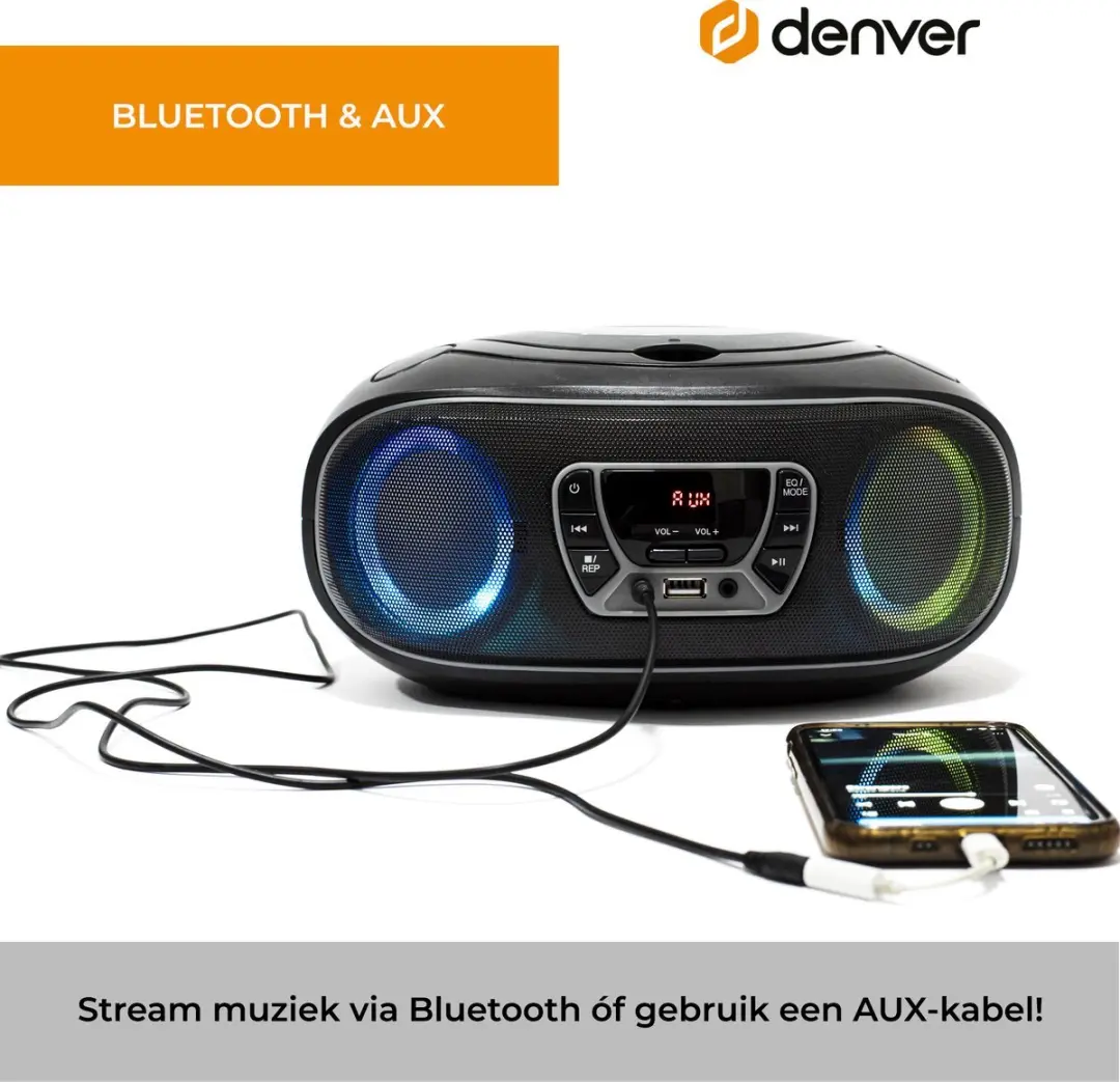 Denver DTB-134 Boombox - Bluetooth CD Speler - Zwart