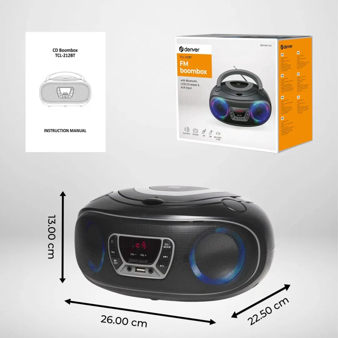 Denver DTB-134 Boombox - Bluetooth CD Speler - Zwart