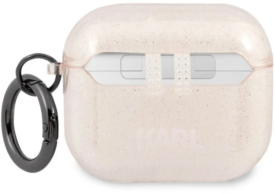 Karl Lagerfeld Karl's Head Silicone Glitter Case AirPods 3 - Goud
