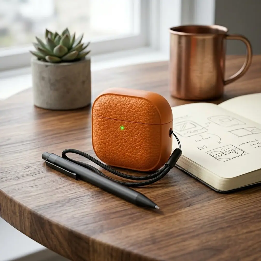 NUVEX AirPods 4 Hoesje - Oranje - Inclusief reinigingsset