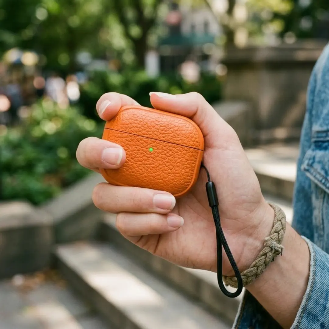 NUVEX AirPods 4 Hoesje - Oranje - Inclusief reinigingsset