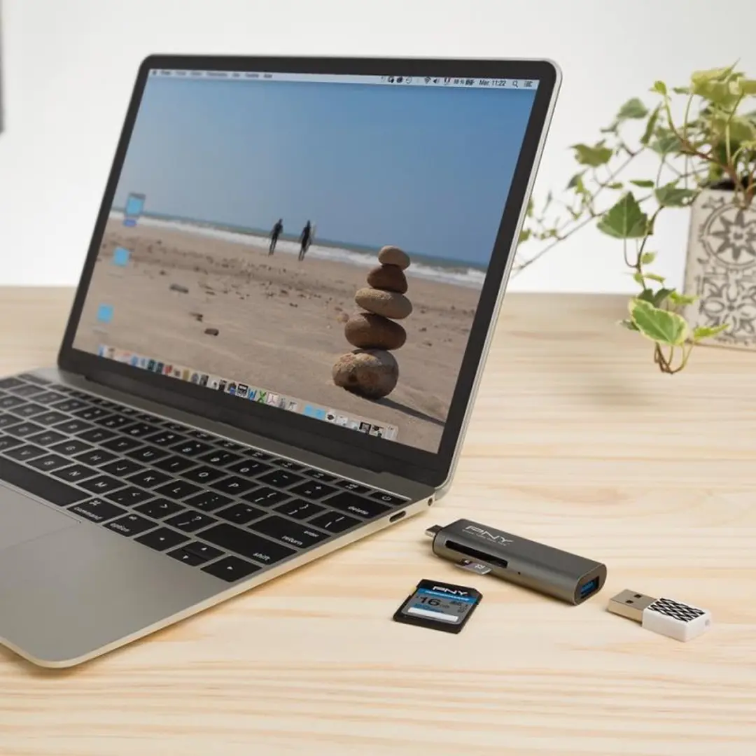PNY R-TC-UA-3N1E01-RB USB-C Geheugenkaartlezer - Grijs