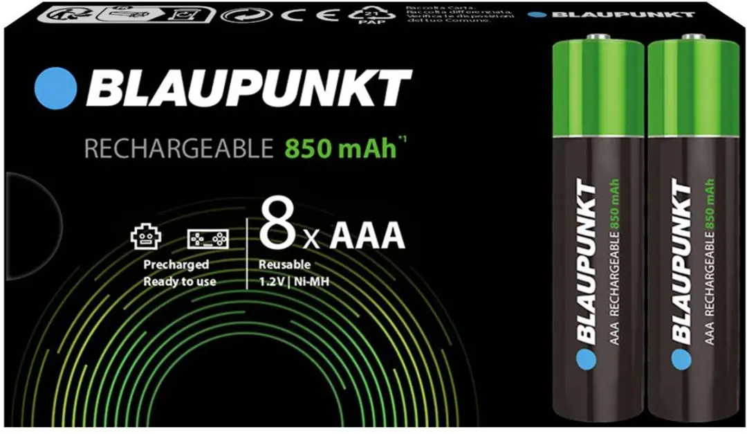 Blaupunkt AAA Oplaadbare NiMH Batterij 8 Stuks - 1.2V