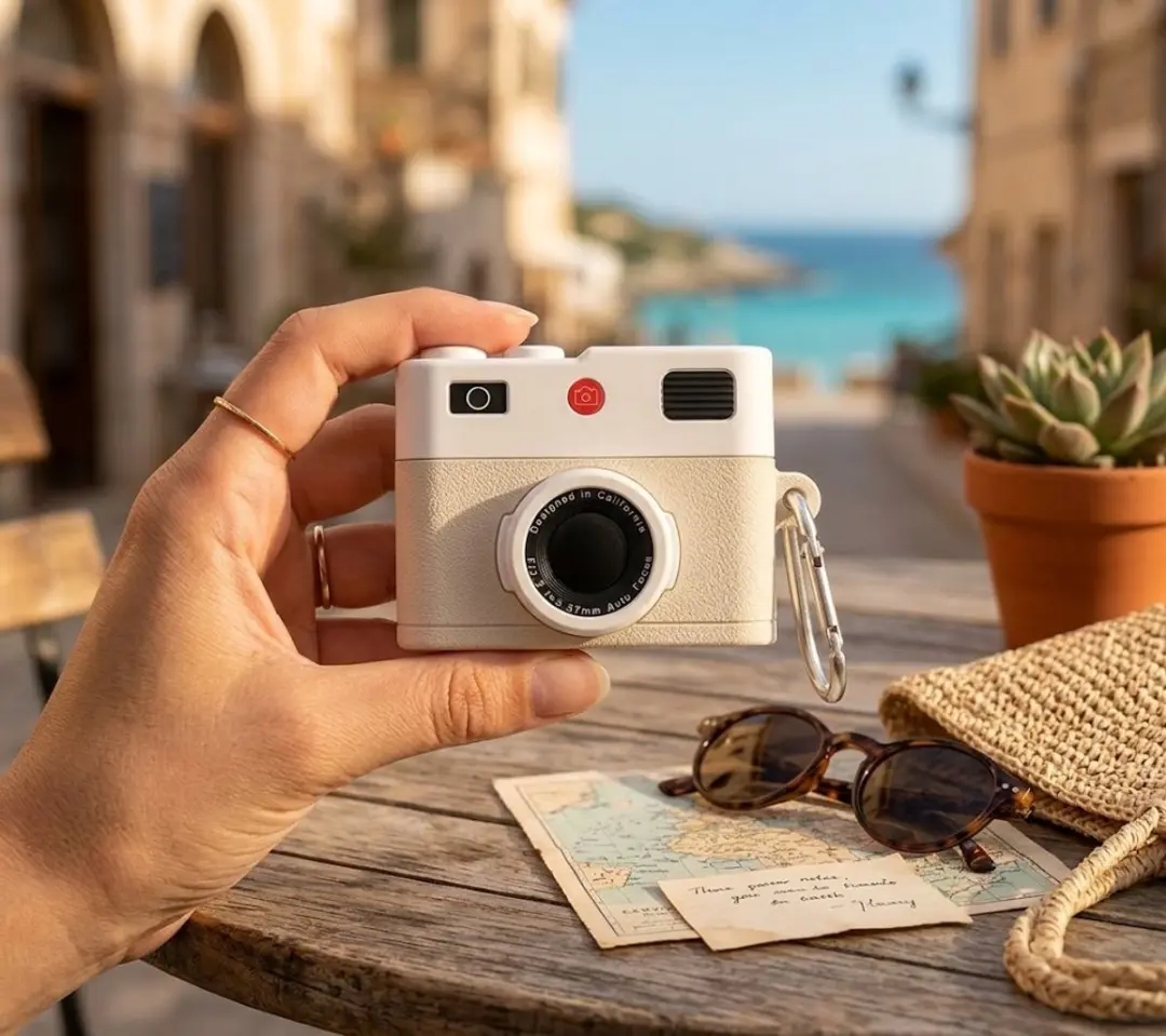 NUVEX Hoesje AirPods Pro 2 Wit - Retro Camera Design