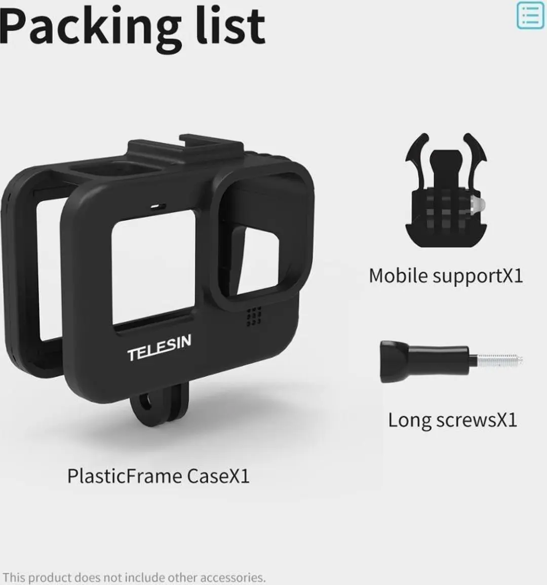 Telesin Frame Behuizing Bumper voor GoPro 9/10/11 - Zwart - afbeelding 6 van 6