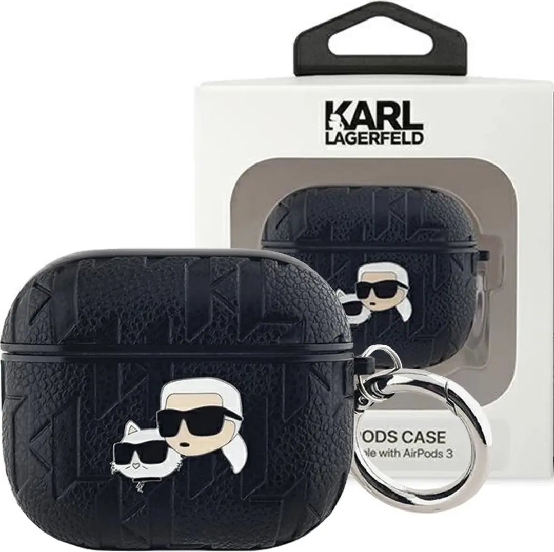 Karl Lagerfeld Monogram Karl & Choupette AirPods 3 Hoes - Zwart KLA3PGKCPK